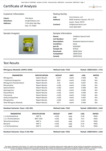 NEW! 7ohBlack | 93.7% Total Alkaloids Powder | 90.6% 7oh + 3.02% Pseudo | Reserve Collection