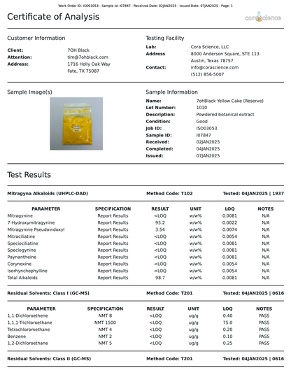 Yellow Cake | 98.7% Alkaloids | Our Strongest Yet | Reserve Collection